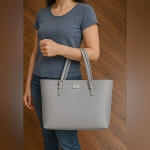 Michael Kors Jet Set Travel large tote bag in grey saffiano leather